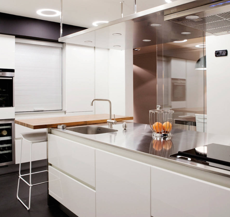 white furniture shutters in a modern kitchen