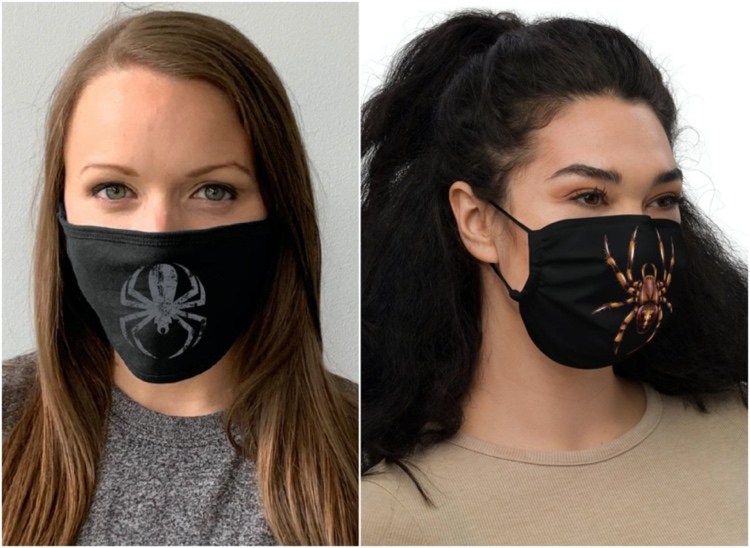Atemschutzmaske in schwarz mit Spinne