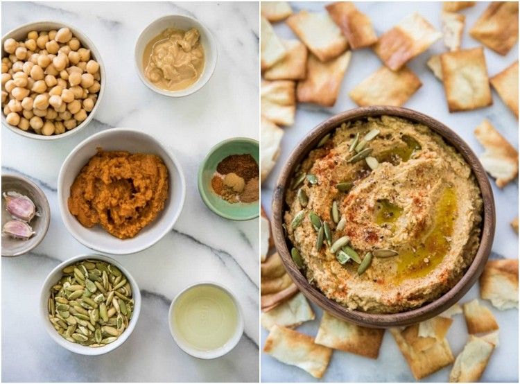 Brunch Ideen Rezept für Hummus mit Kürbis