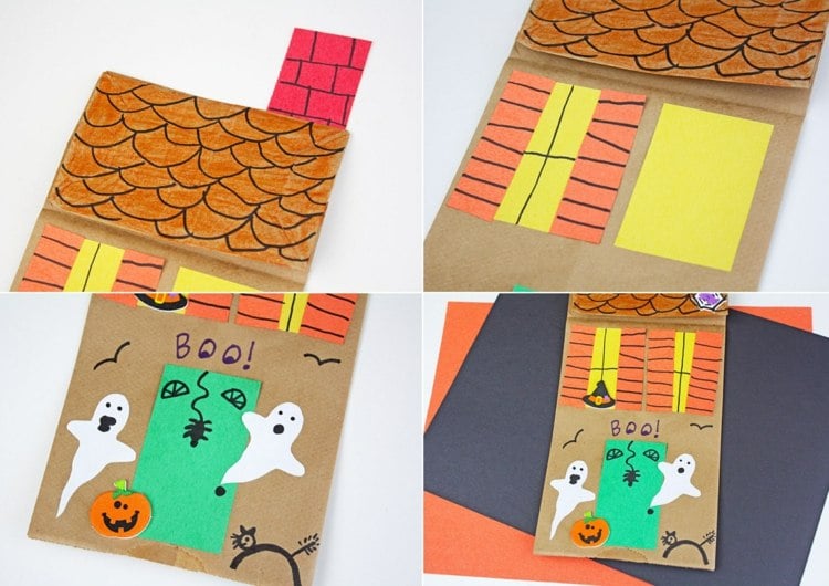 Einfache Halloween Bastelidee - Anleitung für ein Spukhaus aus Papier