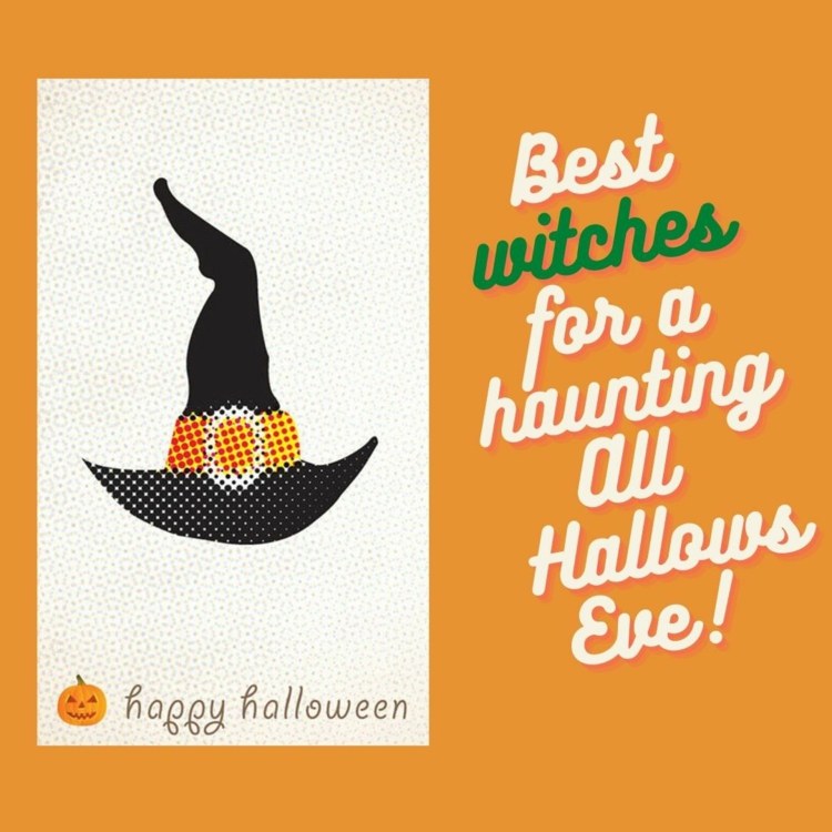 Englische Sprüche zu Halloween mit Wortspiel und Hexenhut - Best witches