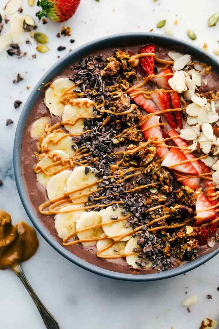 Peanut Butter Healthy Smoothie Bowls Recipes Acai Berries Calories
