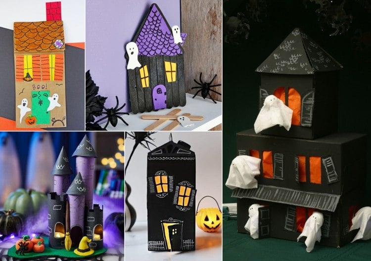 Halloween Bastelidee für Kinder und Erwachsene - Spukhaus basteln