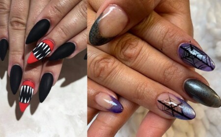 Halloween Nägel einfach selber machen Spinnennetz Nageldesign DIY Anleitung