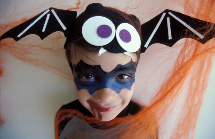 Kinderschminken Halloween Fledermaus Maske in Blau