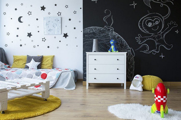 Kinderzimmer für Junge gestalten mit Kreidetafel-Wand