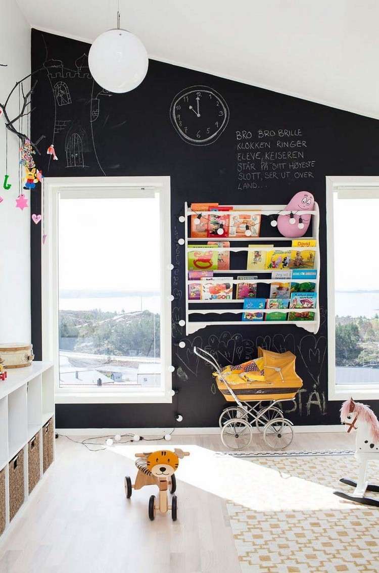 Kinderzimmer mit Dachschräge dekorieren Tafelwand
