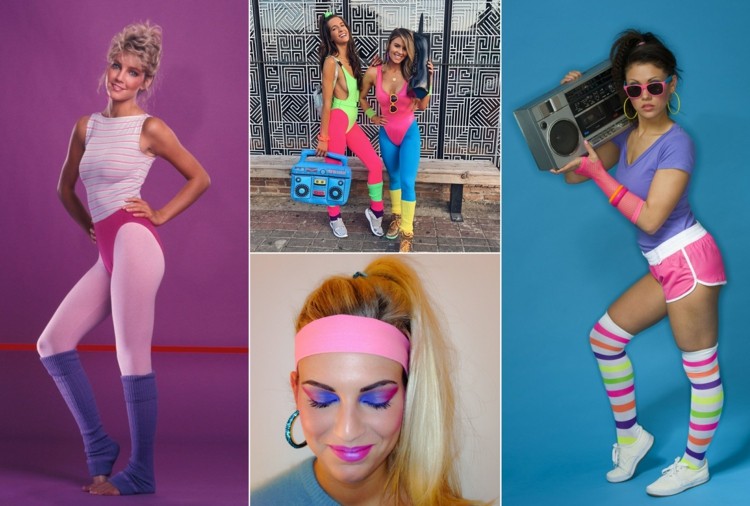 Kostüm Trends 2020 - Das klassische Outfit der 80er Jahre Aerobik-Girls in bunten Farben