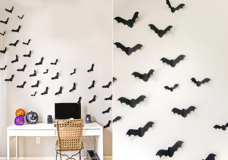 Schlicht und schön die Wand gestalten mit schwarzen Fledermäusen aus Papier