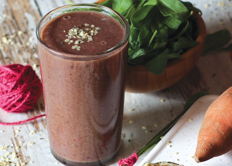 Smoothie Rezept aus Spinat Süßkartoffel und Feigen