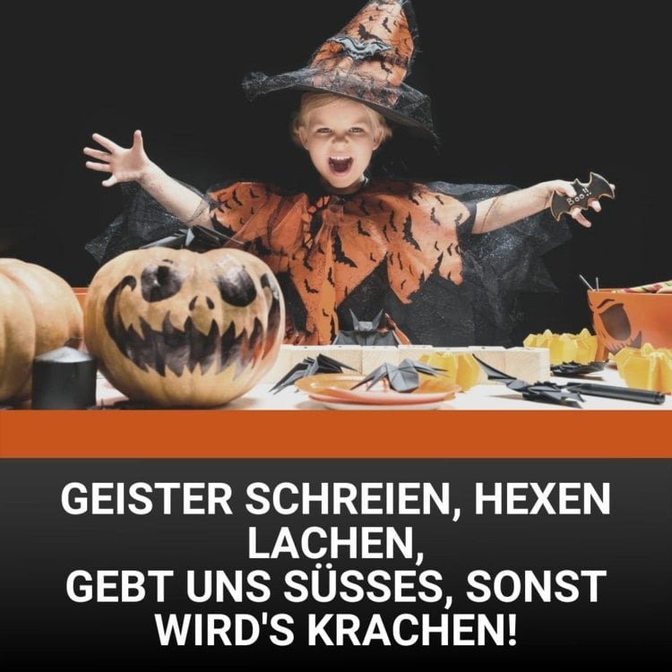 Sprüche zu Halloween für Kinder mit Reim - Geister schreien, Hexen lachen