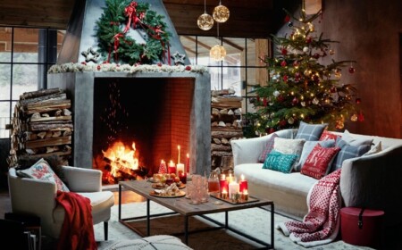 Wohnzimmer im Chalet Stil weihnachtlich dekorieren Ideen