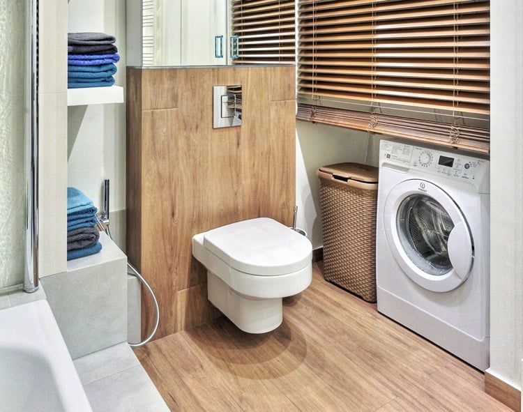 40 Ideen, wie man die Waschmaschine im Bad unterbringen kann!