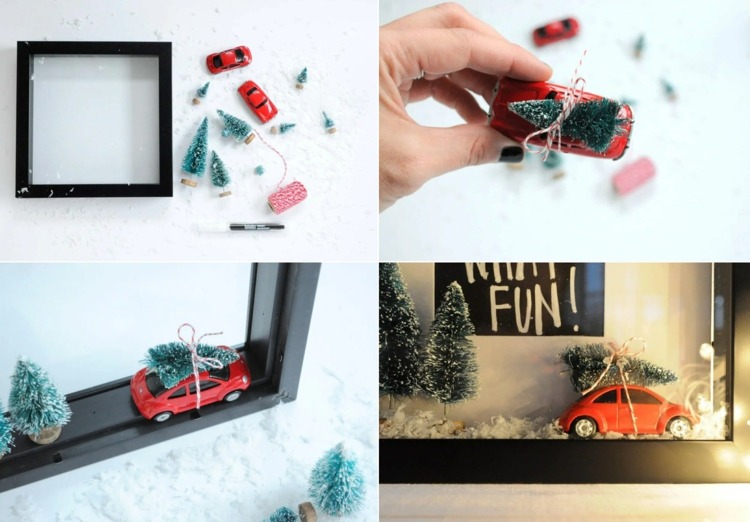 Bastelanleitung für DIY Schaukasten mit Spielzeugauto