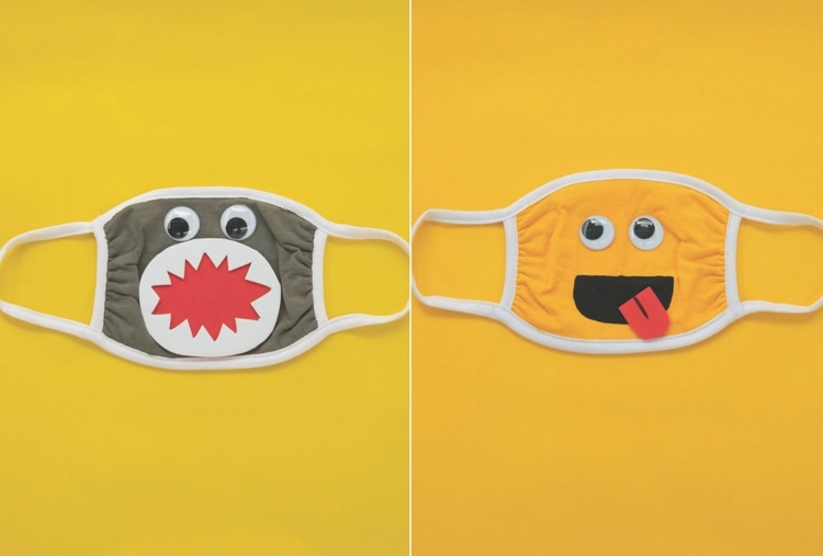 Gesichter auf der Maske selber gestalten - Monster und Emoji mit Zunge