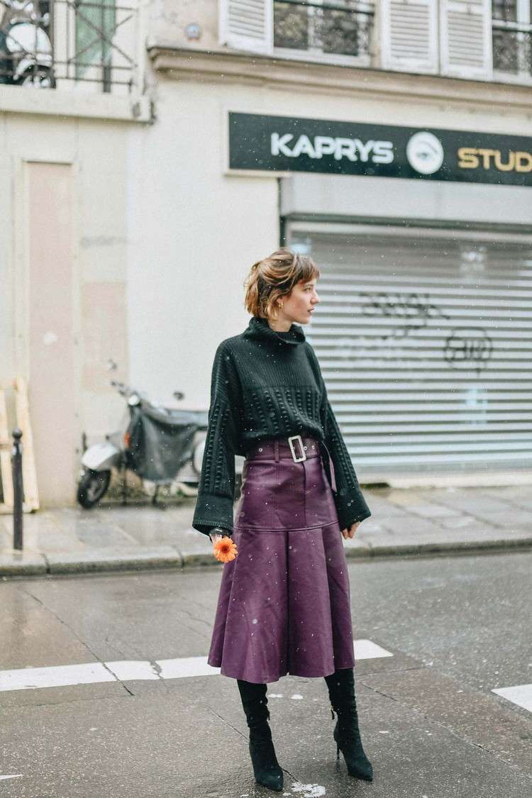 Lederrock kombinieren Herbst Outfit Inspiration