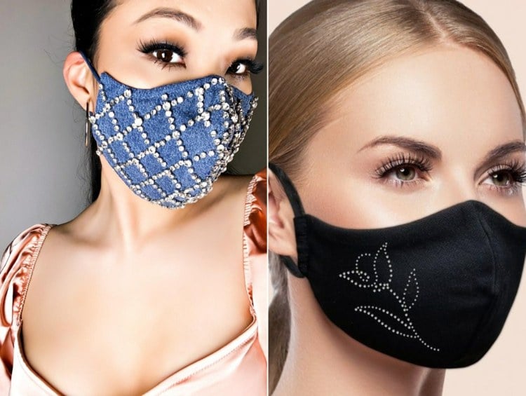Maske selber gestalten mit Strasssteinenfür ein elegantes Mode-Accessoire