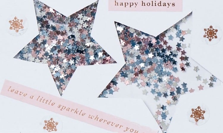 Schüttelkarte Weihnachtskarte mit Sternchen DIY