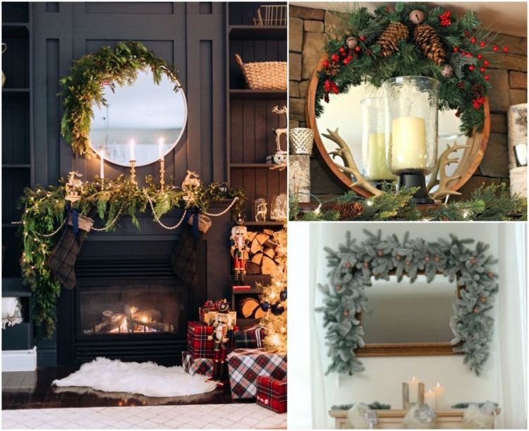 Spiegel im Flur oder über dem Kamin weihnachtlich dekorieren
