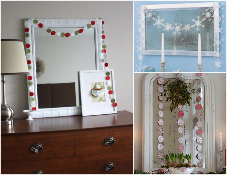 Spiegel weihnachtlich dekorieren mit einfachen Girlanden aus Papier