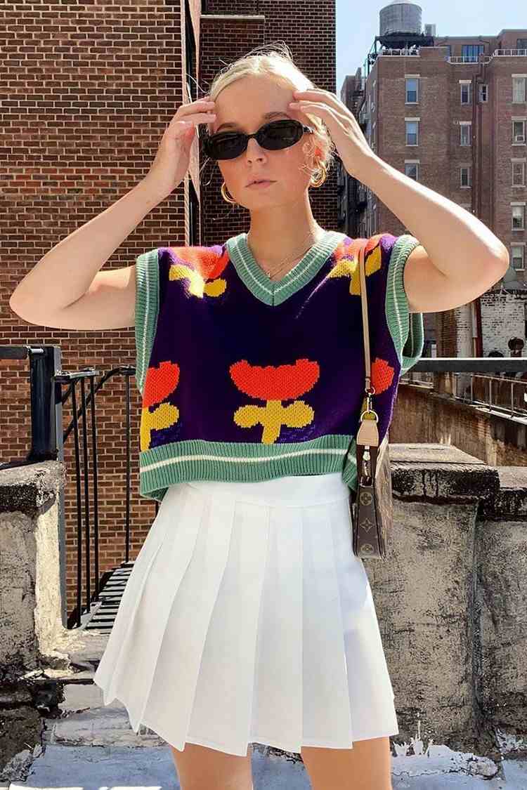 Tennisrock Outfit Modetrends Herbst 2020 Pullunder kombinieren