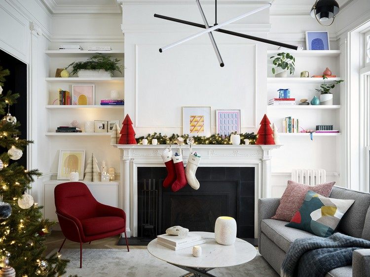 Wohnzimmer zu Weihnachten schmücken Ideen modern