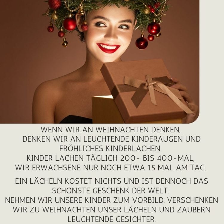 Wünsche für Weihnachtskarte - Schenke ein Lächeln und zaubere leuchtende Gesichter