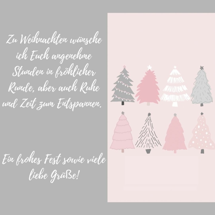 Wünsche für Weihnachtskarte für liebe Freunde und Bekannte mit Tannenbäumen
