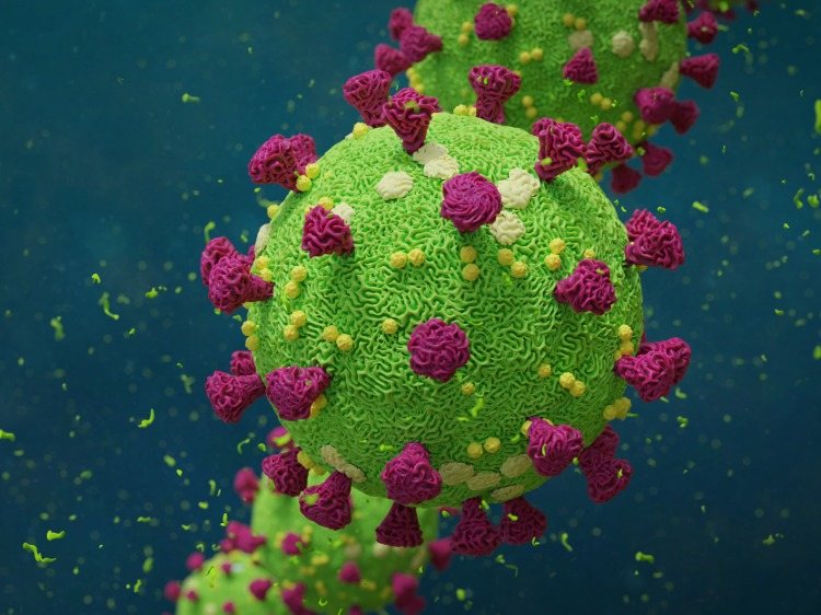 detaillierte darstellung von spike proteinen des neuartigen coronavirus in 3d