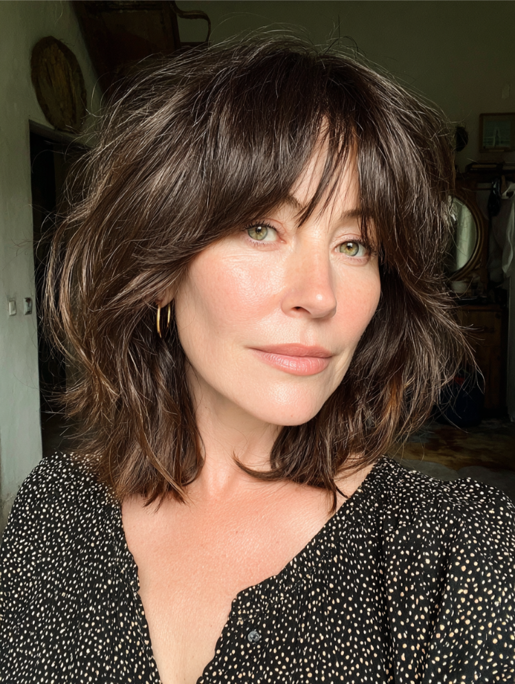 frisuren für niedrige stirn shag cut with bangs