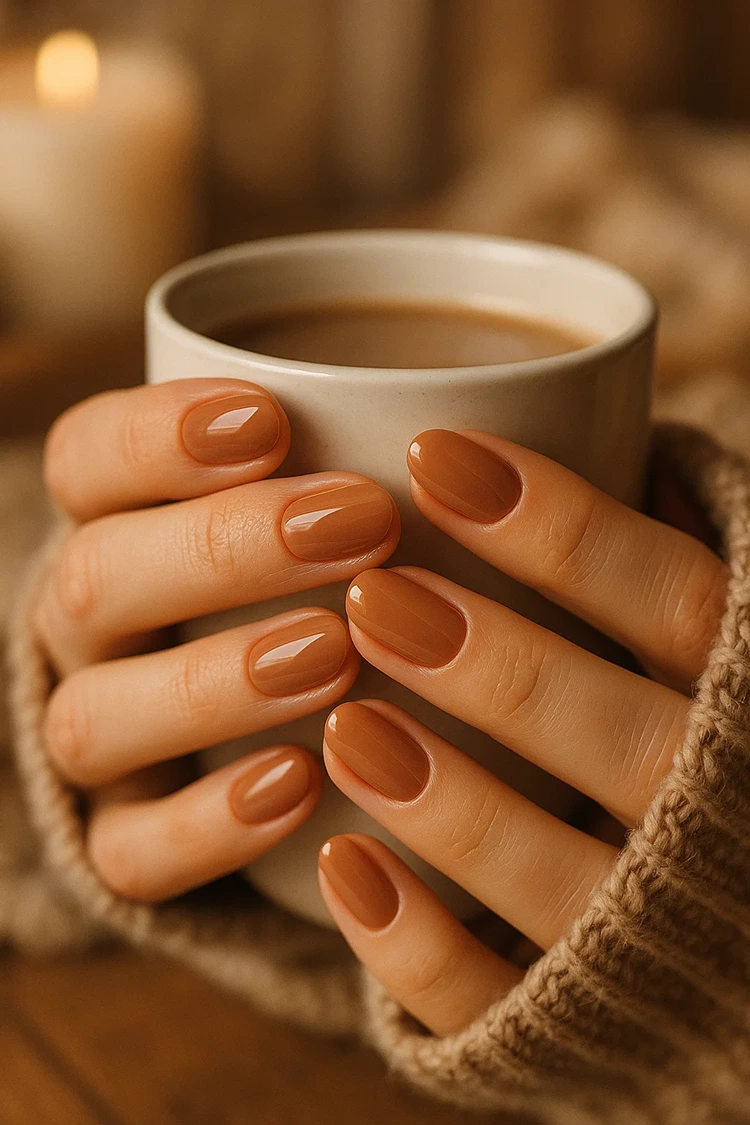 natürliche gelnägel für den herbst in toffee