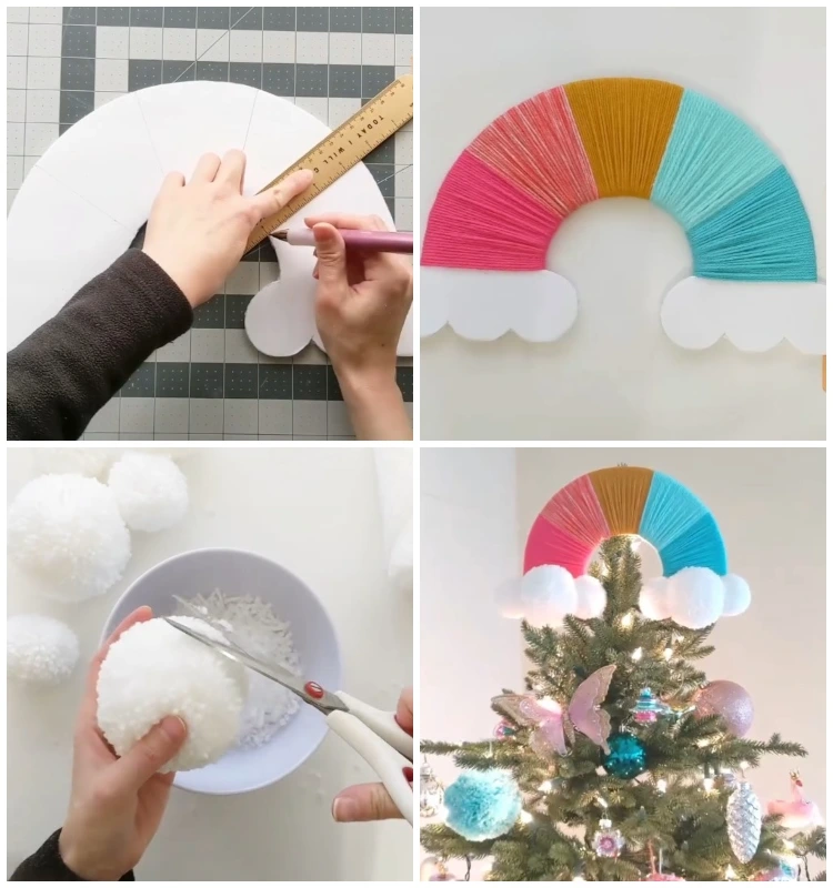 regenbogen als weihnachtsbaumspitze basteln anleitung