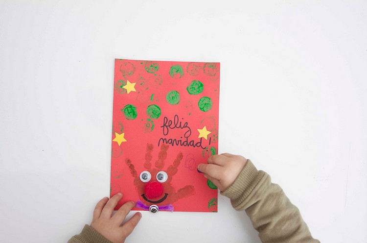 selbstgemachte Weihnachtskarten als Geschenk von 3-jährigem Kind