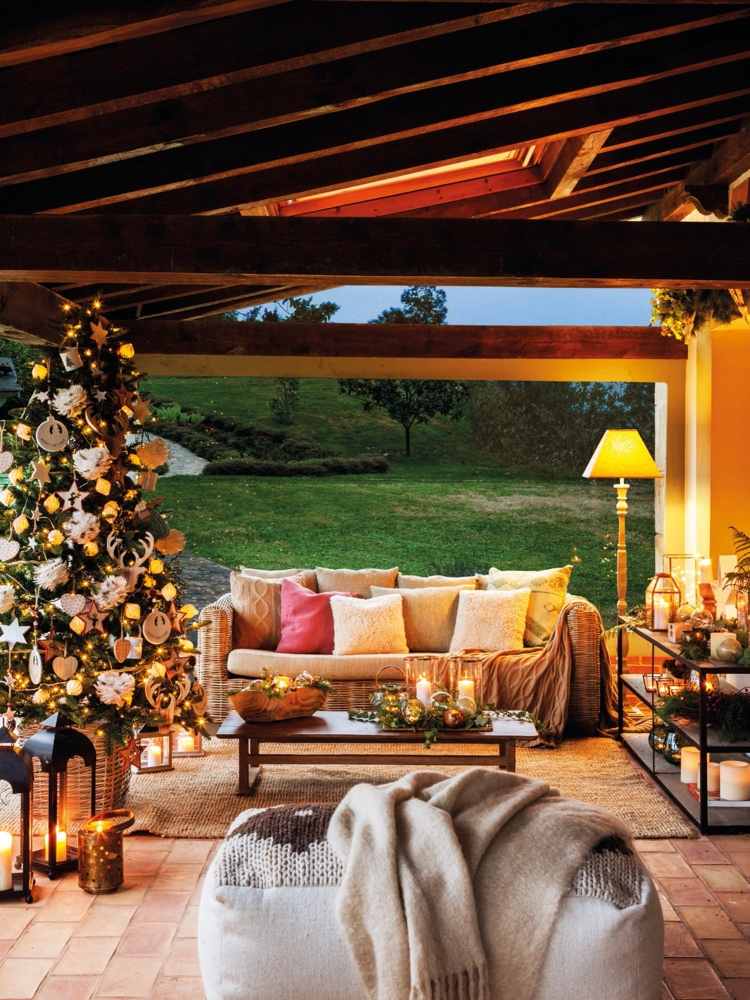 terrasse deko weihnachten