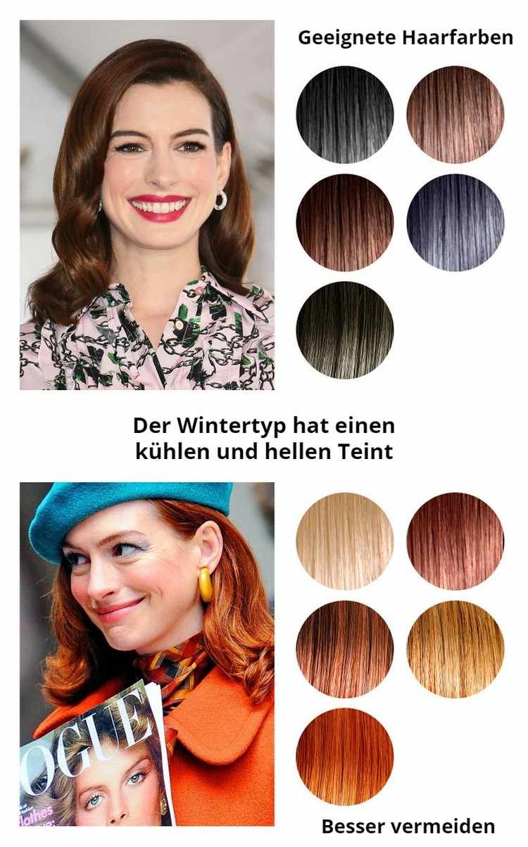 Geeignete Haarfarben für Wintertyp