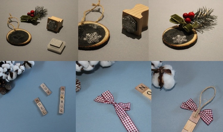 Geschenkanhänger für Weihnachten aus Holz und Scrabble Buchstaben basteln