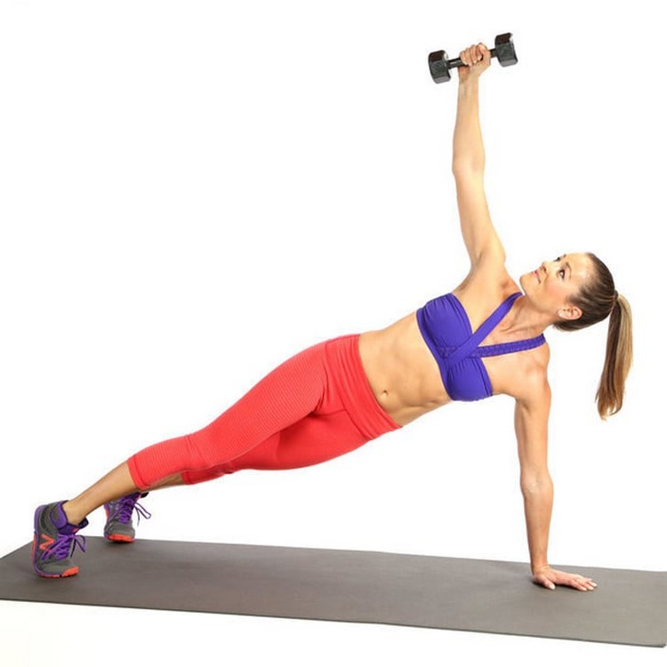 Plank mit Rotation Ausführung Bizeps Training Frauen