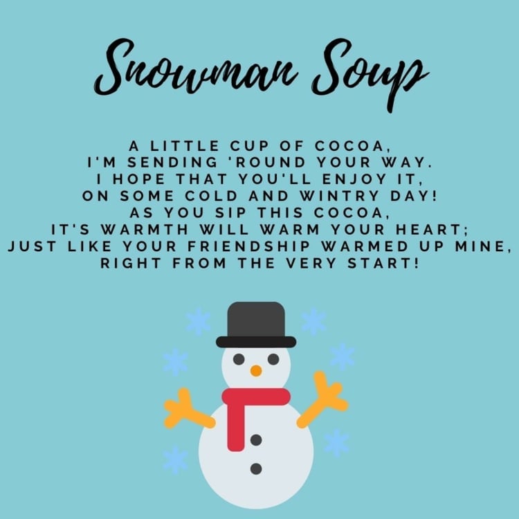 Snowman Soup Gedicht auf Englisch mit Schneemann