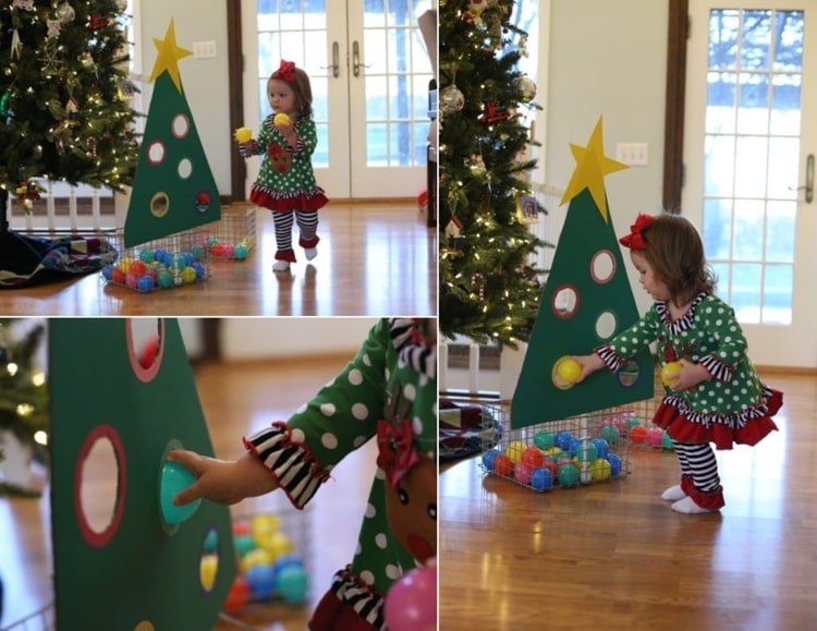 Steckspiel für Kleinkinder zu Weihnachten - Farben lernen mit Bällen