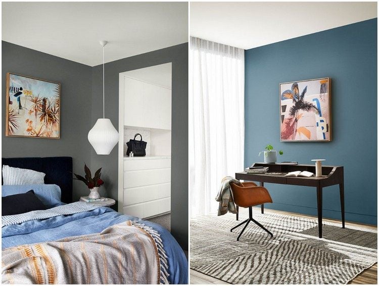 Trend Wandfarben für Schlafzimmer 2021 Grau und Blau