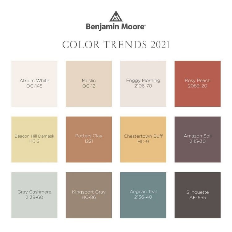 Wandfarben Trend 2021 warme Farbtöne von Benjamin Moore
