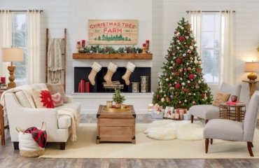 Wohnzimmer weihnachtlich dekorieren im Landhausstil Tipps und Ideen