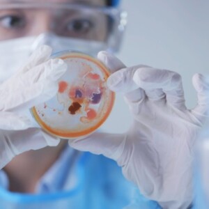 forscher im labor analysiert antibiotikaresistenz von bakterien im reagenzglas