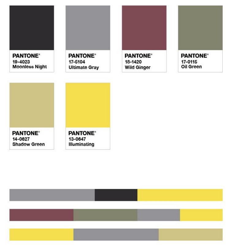 pantone trendfarben 2021 gelb und grau mit gedämpften farben kombinieren