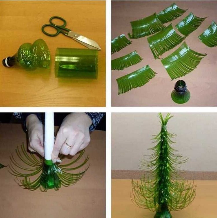 tannenbaum aus kunststoffflaschen bastelanleitung