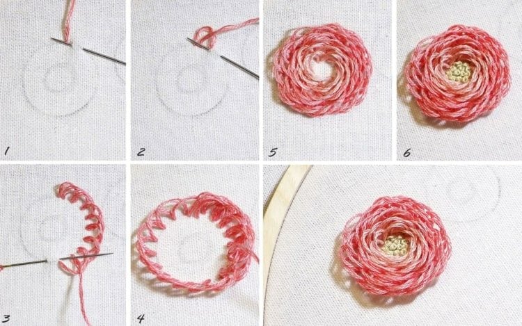3D Blumen sticken mit Schlaufen für Anfänger