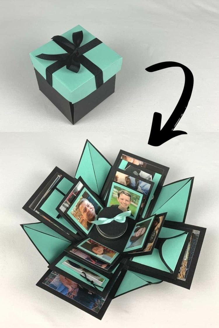 Box als Geschenk zum Jahrestag für ihn - Explosionsbox mit Fotos oder Gutscheinen