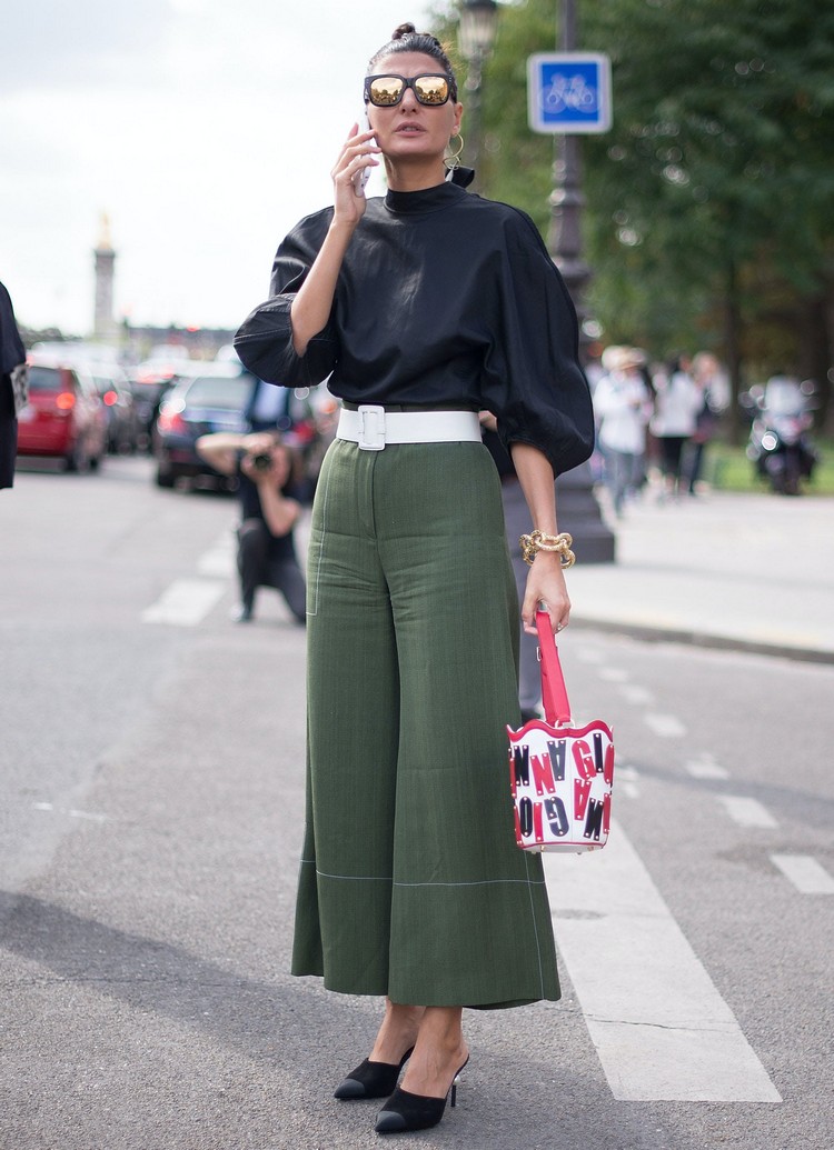 Culotte im Winter kombinieren Stoffhose Outfit Ideen