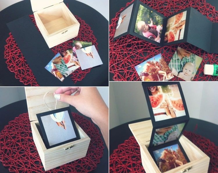 Foto Box als Geschenk zum Jahrestag für ihn - Girlande mit Bildern basteln