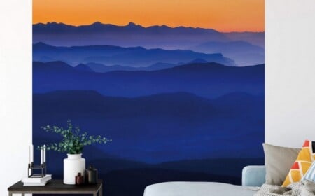 Fototapete Berge und Sonnenuntergang im Wohnzimmer